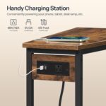 HOOBRO Wedge End Table with Charging Station, Recliner Wedge Side Table with Open Storage Shelves, Industrial Triangle Accent Table for Small Spaces, Corner, Living Room, Rustic Brown BF64UBZ01G1 - Image 5