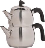 Karaca Belinay Teapot Set Silver Black, 18/10 Stainless Steel, Teapot/Lid (1 lt, 2.20 lb), Tea Kettle (1.6 lt, 3.5 lb), Suitable for Induction - Image 4
