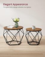 VASAGLE Small Coffee Table Set of 2, Round Coffee Table with Steel Frame, Side End Table for Living Room, Bedroom, Office, Rustic Brown and Ink Black - Image 10