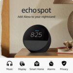 Amazon Echo Spot (newest model), Great for nightstands, offices and kitchens, Smart alarm clock with Alexa, Black - Image 2