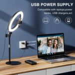 Desk Ring Light with Stand, 10.5'' Selfie Phone Light for Video Recording, Adjustable Circle Ringlight for Computer Laptop Zoom Meeting, Conference Video Calls, Podcast, Streaming, Photography - Image 8