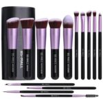 BS-MALL Makeup Brushes Premium Synthetic Foundation Powder Concealers Eye Shadows 14 Pcs Purple for Makeup Beginner or Professional with Travel Case - Image 2