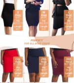 Hybrid & Company Women's Premium Nylon Ponte Stretch High Waist Pencil Suit Skirt Below Knee - Image 5