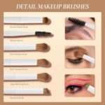 Makeup Brushes With Case 20PCs Professional Makeup Brush Set, Foundation Powder Eyeshadow Brush Set Eyebrow Concealer Contour Travel Brushes Kit with Holder & 2 Powder Puff-White - Image 5