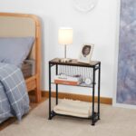Small Side Table for Small Spaces - Slim End Table with Magazine Holder - 2 in 1 Design Narrow End Table Living Room - Skinny Bedside Table Nightstand Bedroom Thin Side Table, Rustic Brown - Image 5
