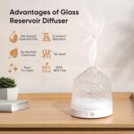 Glass Essential Oil Diffuser, 200ml Ultrasonic Aroma Diffusers with Glass Reservoir Dome & White Plastic Base Lock Color Auto-Off Timer 7 Color Light for Home Office Bedroom Yoga - Image 4