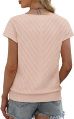 WIHOLL Short Sleeve Sweater for Women V Neck Trendy Summer Tops 2025 Beach Vacation Clothes Travel Business Casual Outfits - Image 6