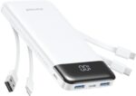 Portable Charger with Built in Cables, Portable Charger with Cords Wires Slim 10000mAh Travel Battery Pack 6 Outputs 3 Inputs 3A Fast Charging Power Bank for Samsung Google Pixel LG Moto iPhone iPad - Image 2