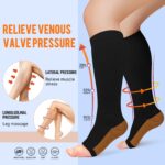 Copper Compression Socks for Women & Men Open Toe 15-20mmHg is Best Support for Circulation Recovery and All Day Wear - Image 3