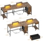 93" Long Desk with Storage, 2 Person Office Desk with Power Outlets & LED Lights, Large Home Office Computer Desk with 4 Fabric Drawers & 2 Monitor Stand for Work Gaming Study - Image 4