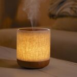 Essential Oil Diffuser 200ml with Fabric Cover and Night Lamp | Ultrasonic Aroma Diffuser | Humidifier w Lights | Room Decor | Small Humidifier for Bedroom | Gift (Light Brown) - Image 5