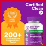 SmartyPants Organic Toddler Multivitamin Gummies: Probiotics, Omega 3 (ALA), Vitamin D3, C, Vitamin B12, B6, A, K & Zinc, Beta Carotene, Gluten Free, Three Fruit Flavors, 60 Count (30 Day Supply) - Image 10