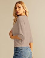 GRACE KARIN Women's 3/4 Short Sleeve Cropped Cardigan Lightweight Button up Crochet Knit Sweater Shrug for Summer Spring - Image 8