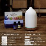 200ML Ceramic Essential Oil Diffuser - Ultrasonic Aromatherapy & Humidifier with 7-Color LED Lights, Auto Shut-Off, Wood Grain Base, 1H/3H/6H Timer | Scent for Home, Office, Yoga - Image 7