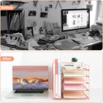 Desk Organizers and Accessories, 5-Tier Paper Letter Tray Organizer with File Holder, Desktop Organizer for Office Supplies, Office Desk Accessories & Workspace (Rose Gold) - Image 3