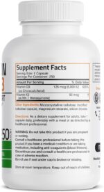 Bronson Vitamin K2 (MK7) with D3 Supplement Non-GMO Formula 5000 IU Vitamin D3 & 90 mcg K2 MK-7 Easy to Swallow D & K Complex, 250 Capsules - Image 3