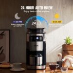 VEVOR Coffee Maker with Grinder, 8 Cup Coffee Machine, Grind and Brew Coffee Maker with 3 Brew Strength Control, 24-Hour Timer for Auto Brew, for Home Office Restaurant - Image 5
