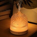 Glass Essential Oil Diffuser, 200ml Ultrasonic Aroma Diffusers with Glass Reservoir Dome & White Plastic Base Lock Color Auto-Off Timer 7 Color Light for Home Office Bedroom Yoga - Image 2
