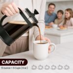 Utopia Kitchen 34 Ounce 1 Liter French Press Coffee Maker, Tea Maker, Travel Coffee Presses, Heat Resistant Thickened Borosilicate Coffee Pot for Camping Travel Gifts, Black Pack of 1 - Image 7