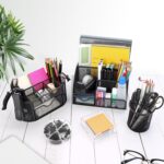 17 in 1 Black Desk Organizers and Accessories Set, 3 Office Desk Supplies Storage Organization, 4 Pens, Stapler, Staples & Remover, Tape & Dispenser, Scissors, Ruler, Clips, Hole Punch, Back to School - Image 7