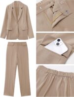 luvamia Women's Two Piece Sets Pants Suits Dressy Business Casual Outfits Professional Blazer Pantsuits Set Work Office - Image 6