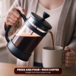 Utopia Kitchen 34 Ounce 1 Liter French Press Coffee Maker, Tea Maker, Travel Coffee Presses, Heat Resistant Thickened Borosilicate Coffee Pot for Camping Travel Gifts, Black Pack of 1 - Image 6