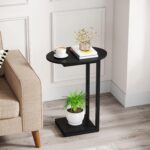 Hosfais Small Side Table End Table, C-Shaped Wood Coffee Table TV Tray for Eating Couch Tables for Small Space, Living Room, Bedroom, Couch, Small Spaces (Black 2 Pack) - Image 3