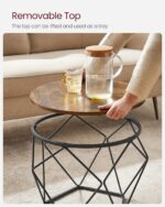 VASAGLE Small Coffee Table Set of 2, Round Coffee Table with Steel Frame, Side End Table for Living Room, Bedroom, Office, Rustic Brown and Ink Black - Image 7