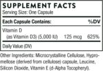 THORNE - Vitamin D-5000 - Vitamin D3 Supplement - Support Healthy Bones, Teeth, Muscles, Cardiovascular, and Immune Function* - NSF Certified for Sport - Dairy-Free, Soy-Free - 60 Capsules - Image 3
