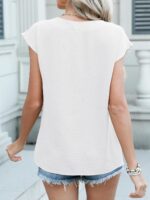 ANRABESS Women Tops Cap Sleeve Textured Dressy Casual V Neck Shirts 2025 Summer Business Work Blouses Outfits - Image 6