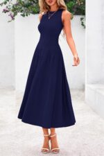 PRETTYGARDEN Spring Casual Dresses for Women 2025 Summer Business Work Midi Sleeveless A Line Pleated Cocktail Dress - Image 6