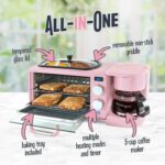 Nostalgia 3-in-1 Retro Breakfast Station - Includes 5 Cup Coffee Maker, Non-Stick Ceramic Griddle, and 4-Slice Toaster Oven - Built-In Timer, Reusable Coffee Filter, Space-Saving Design - Pink - Image 5