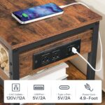 HOOBRO End Table with Charging Station, Simple Rustic Side Table with 3-Tier Storage Shelf, Narrow Nightstand for Small Spaces, for Living Room, Industrial Design, Rustic Brown and Black BF149UBZ01 - Image 10