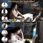 LED Desk Lamp for Office Home, Eye-Caring Desk Light with Stepless Dimming Adjustable Flexible Gooseneck, 10W USB Adapter Desk Lamp with Clamp for Reading, Study, Workbench (Black) - Image 5