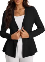 Women's Casual Open Front Sweater Long Sleeve Rib Knit Draped Cardigan - Image 3
