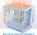 MUSETEX ATX PC Case, 360MM RAD Support, 3 x 120mm Non-ARGB Fans Pre-Installed, 270° Full View Tempered Glass Gaming PC Case with Type-C, Mid Tower ATX Computer Case, White, Y6 - Image 4