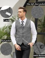 COOFANDY Men's Casual Business Vests Lightweight Waistcoat Slim Fit Suit Vest - Image 6
