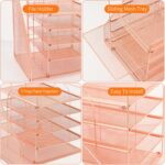 Desk Organizers and Accessories, 5-Tier Paper Letter Tray Organizer with File Holder, Desktop Organizer for Office Supplies, Office Desk Accessories & Workspace (Rose Gold) - Image 4
