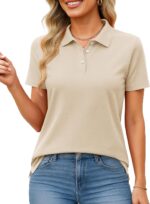 MAGCOMSEN Women's Polo Shirts Cotton Short Sleeve Shirt 3 Buttons Collared Shirts Summer Casual Wicking Golf Tops - Image 2