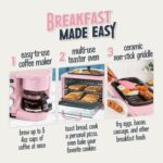 Nostalgia 3-in-1 Retro Breakfast Station - Includes 5 Cup Coffee Maker, Non-Stick Ceramic Griddle, and 4-Slice Toaster Oven - Built-In Timer, Reusable Coffee Filter, Space-Saving Design - Pink - Image 4