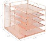 Desk Organizers and Accessories, 5-Tier Paper Letter Tray Organizer with File Holder, Desktop Organizer for Office Supplies, Office Desk Accessories & Workspace (Rose Gold) - Image 5