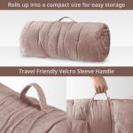Intelligent Design Edelia Foldable Poly Chenille Light Weight Lounge Floor Pillow Cushion Tufted Seat for Meditation, Game Playing, Yoga, Reading with Travel Wrap, 27"W x 74"L, Blush - Image 5