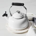 Le Creuset Enamel On Steel Whistling Tea Kettle with Metal Finishes, 1.7 qt., White - Image 5