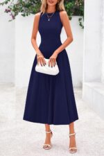 PRETTYGARDEN Spring Casual Dresses for Women 2025 Summer Business Work Midi Sleeveless A Line Pleated Cocktail Dress - Image 8