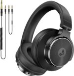 Wired Over Ear Headphones, Studio Monitor & Mixing DJ Headphones with 50mm Neodymium Drivers and 1/4 to 3.5mm Jack for Guitar AMP Podcast Piano Keyboard (Black) - Image 2