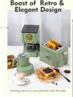Amaste Drip Coffee Maker, Coffee Machine with 25 Oz Glass Coffee Pot, Retro Style Coffee Maker with Reusable Filter & Three Brewing Modes, 30minute-Warm-Keeping, Matcha Green - Image 4