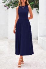 PRETTYGARDEN Spring Casual Dresses for Women 2025 Summer Business Work Midi Sleeveless A Line Pleated Cocktail Dress - Image 4