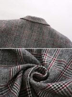 ebossy Women's Notch Lapel 2 Button Boyfriend Blazer Suit Houndstooth Plaid Jacket Coat - Image 5