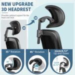 FelixKing Ergonomic Office Chair, Headrest Desk Chair with Adjustable Lumbar Support, Home Office Swivel Task Chair with High Back and Armrest, Adjustable Height Gaming Chair(Black) - Image 8