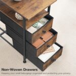 HOOBRO End Table, Narrow Side Table with Charging Station, Nightstand with 3 Non-Woven Fabric Drawers, Bedside Table for Small Spaces, for Living Room, Bedroom, Rustic Brown and Black BF483UBZ01 - Image 7